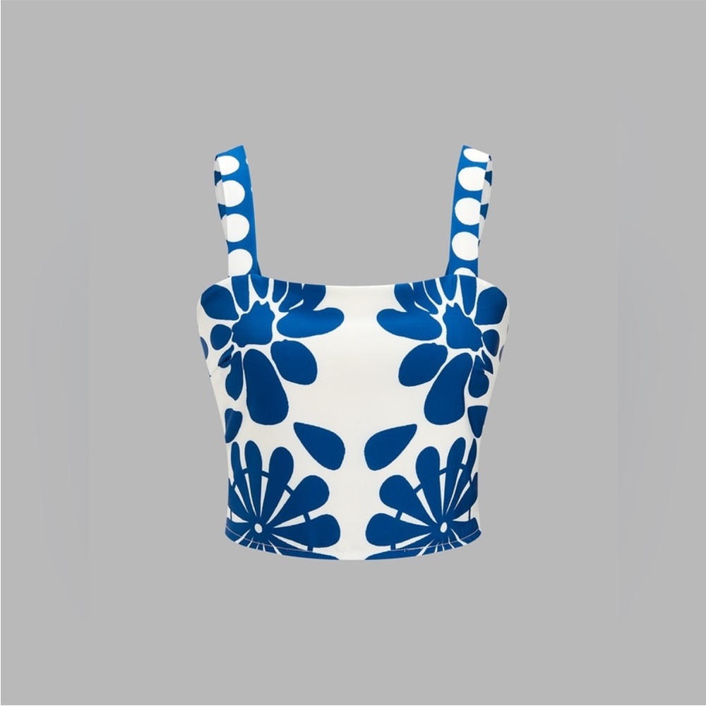 Commense Blue and White Floral Two-Piece Skirt Set - Picture 2 of 5